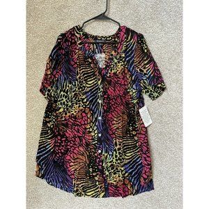 NWT Roman’s Vibrant Tropical Print Lightweight Blouse Shirt Size 18W